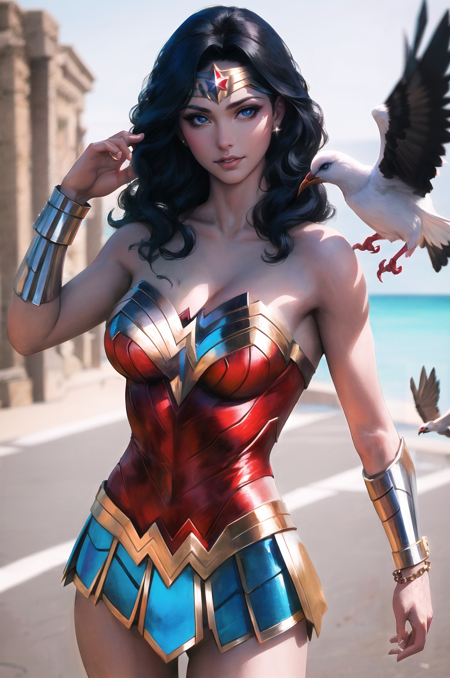 10072121-667688144-artgerm, 1girl, bare shoulders, bird, black hair, blue eyes, blurry, blurry background, bracelet, breasts, circlet, cleavage, co.png